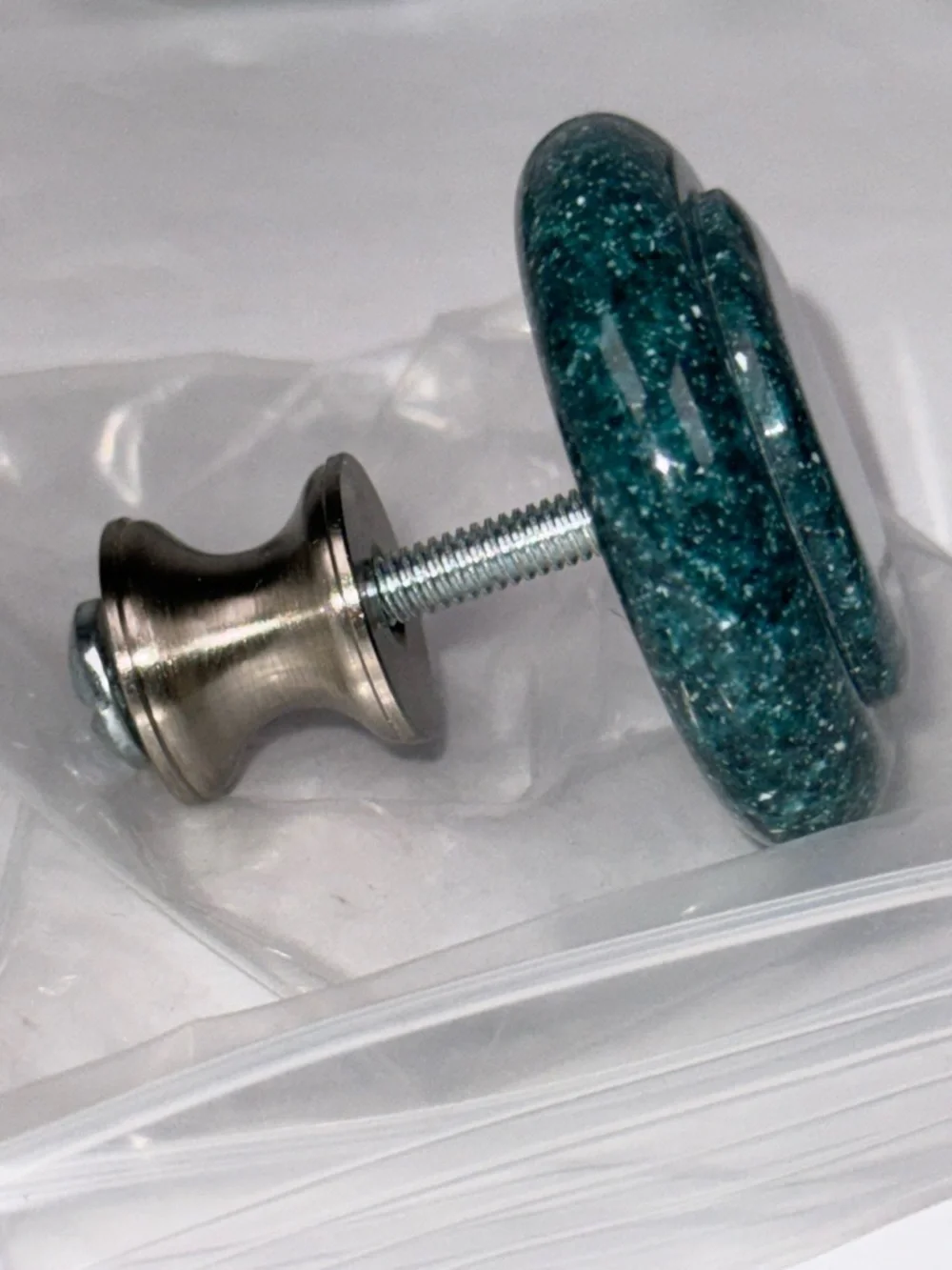 Set of 5 various Drawer Pulls - Blue/Green - New
